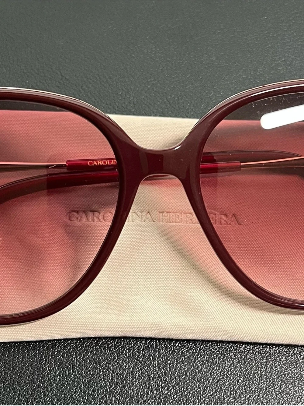 Carolina Herrera Burgundy with Red Gradient Lenses Women's Sunglasses